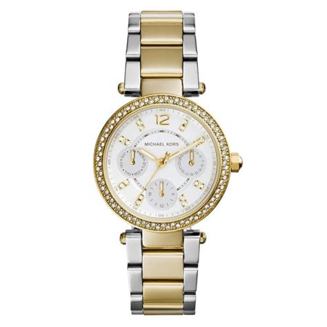 michael kors women's 33mm two-tone pav parker multifunction watch|Michael Kors Parker Women's Watch, Stainless Steel .